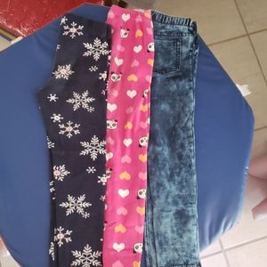Lot of 3 Girls Leggings - Size 5
